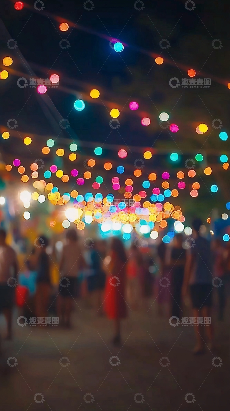 高清大图下载【趣麦麦图】夜景灯光小吃街