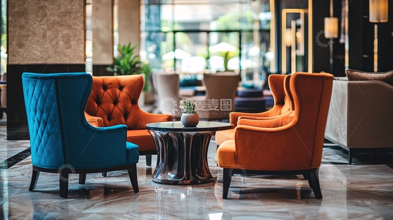 高清大图下载【趣麦麦图】酒店大堂休闲区座椅