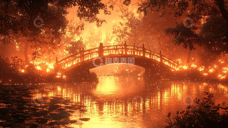 高清大图下载【趣麦麦图】梦幻光桥夜景