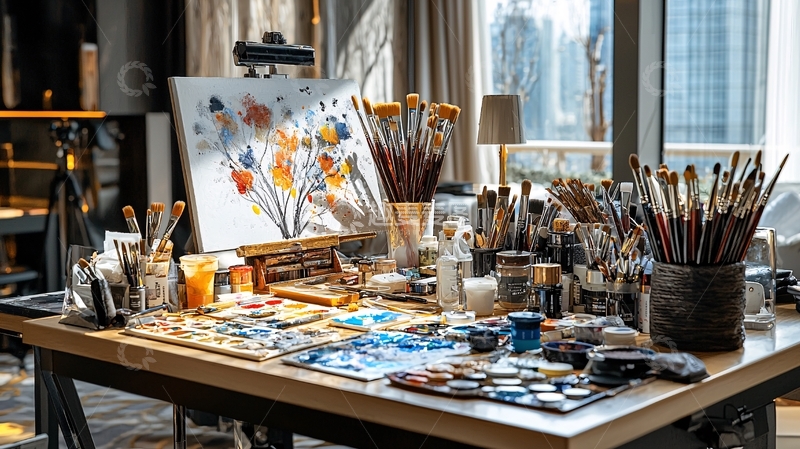 高清大图下载【趣麦麦图】画家工作台