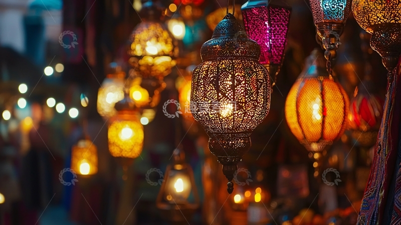 高清大图下载【趣麦麦图】彩色玻璃灯