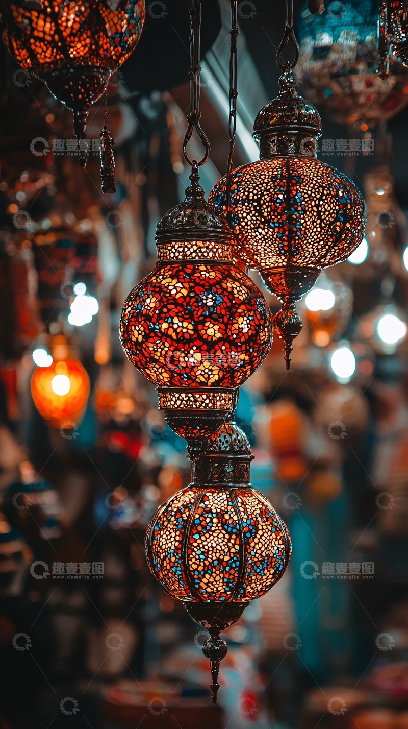 高清大图下载【趣麦麦图】彩色玻璃吊灯