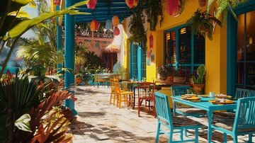 热带风情餐厅户外用餐区