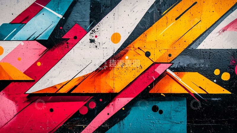 高清大图下载【趣麦麦图】抽象彩色几何涂鸦风格背景