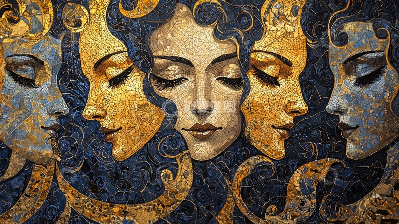 高清大图下载【趣麦麦图】金色面具女人侧脸