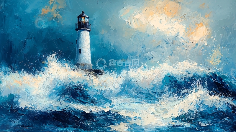 高清大图下载【趣麦麦图】暴风雨中的灯塔