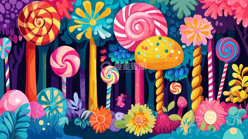 高清大图下载【趣麦麦图】彩色糖果森林