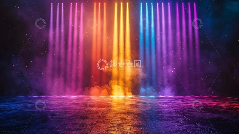 高清大图下载【趣麦麦图】-霓虹灯光束下的舞台