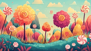 彩色糖果树梦幻背景