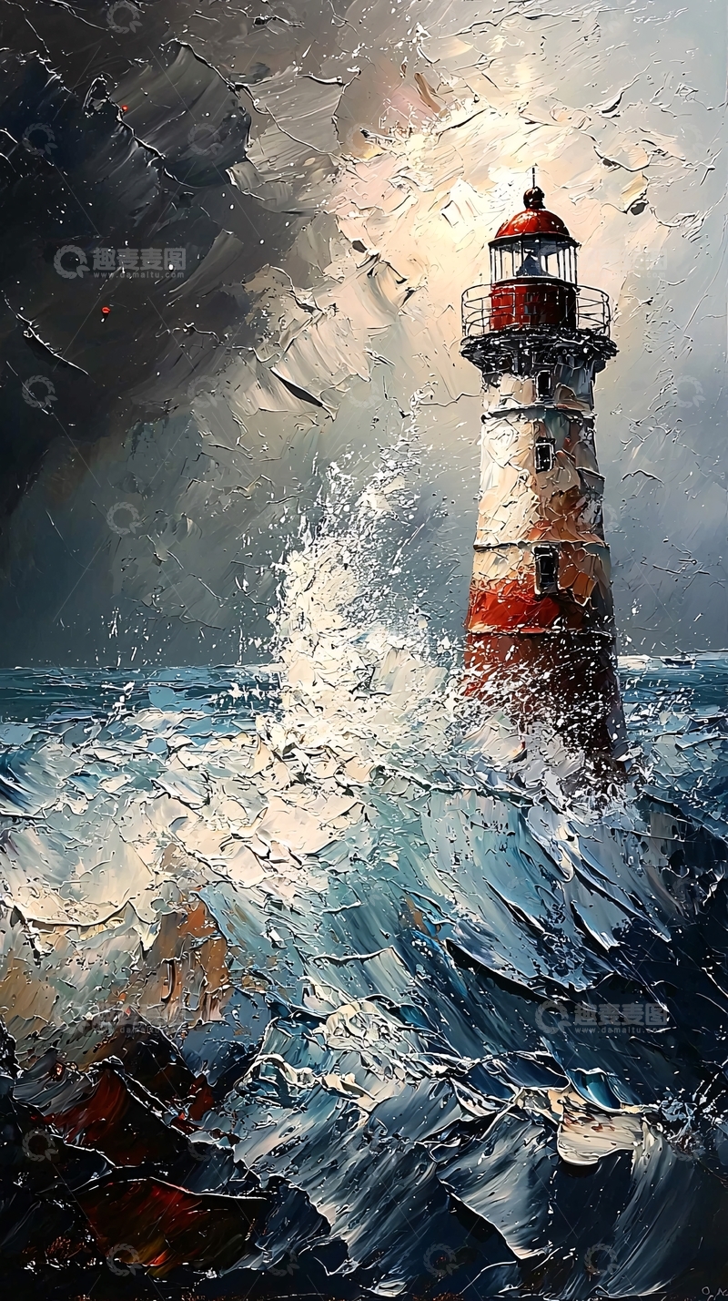 高清大图下载【趣麦麦图】风暴中灯塔屹立不倒