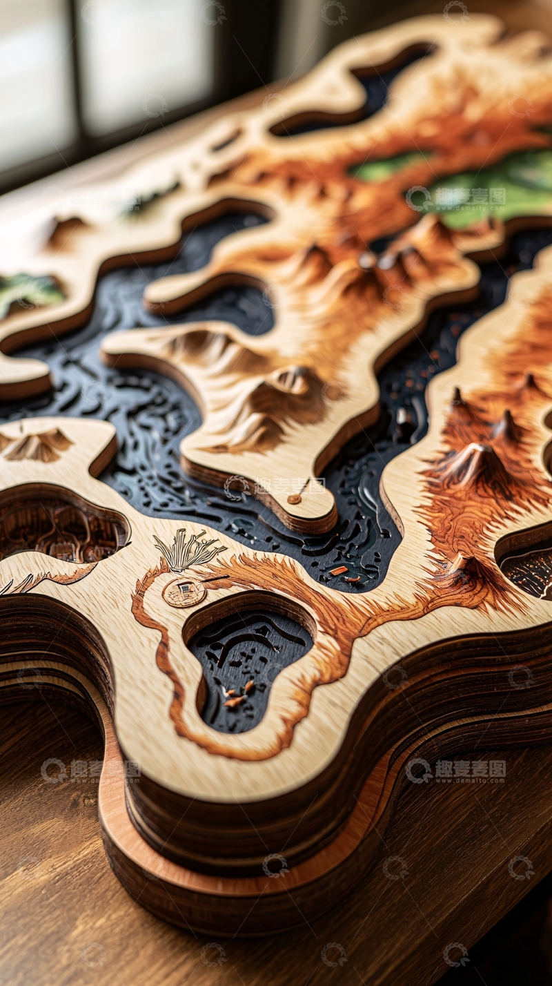 高清大图下载【趣麦麦图】木质地形模型