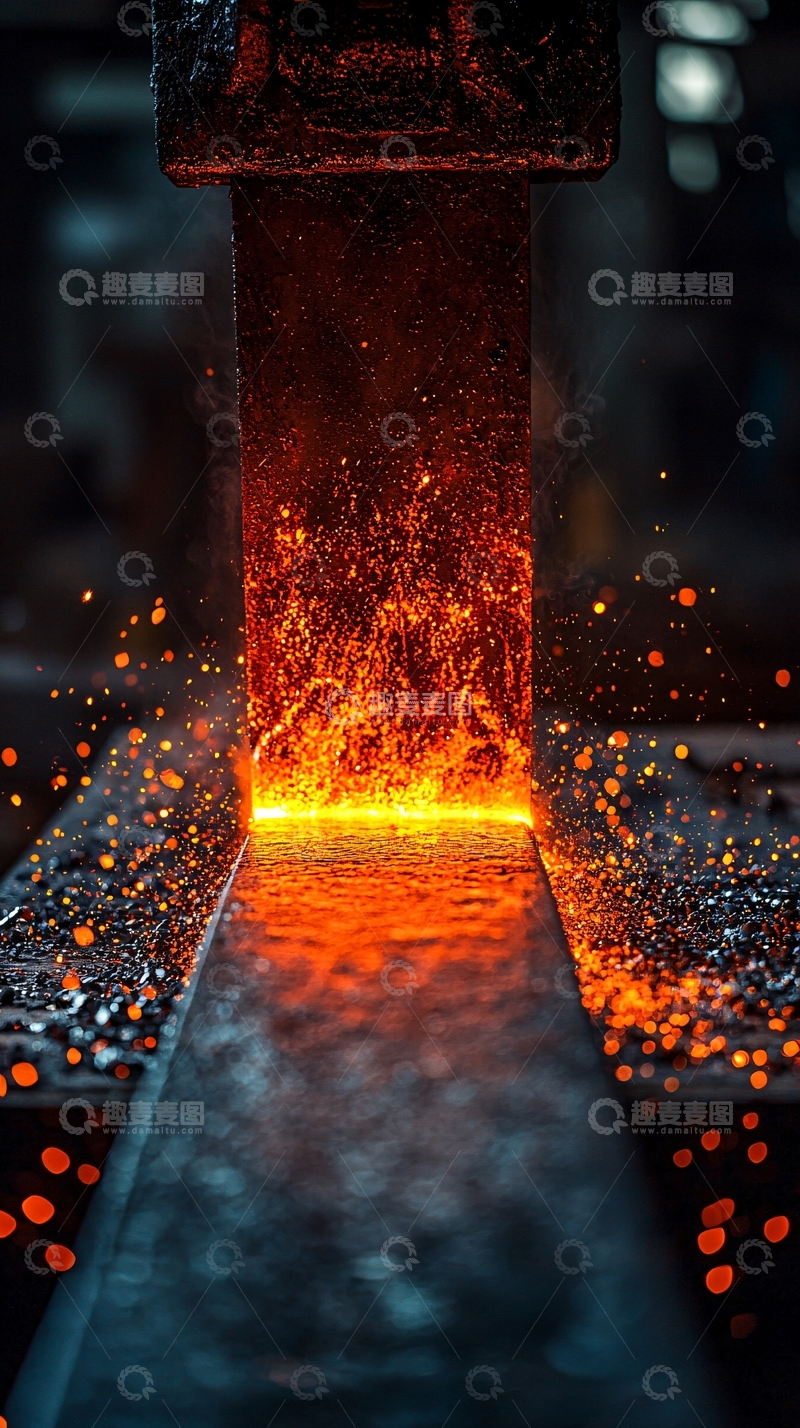 高清大图下载【趣麦麦图】炽热金属锻造火花四溅