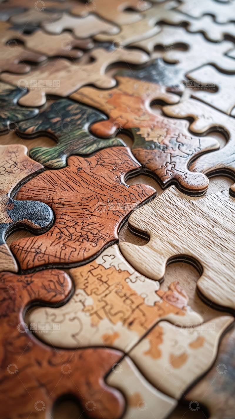 高清大图下载【趣麦麦图】木质拼图特写