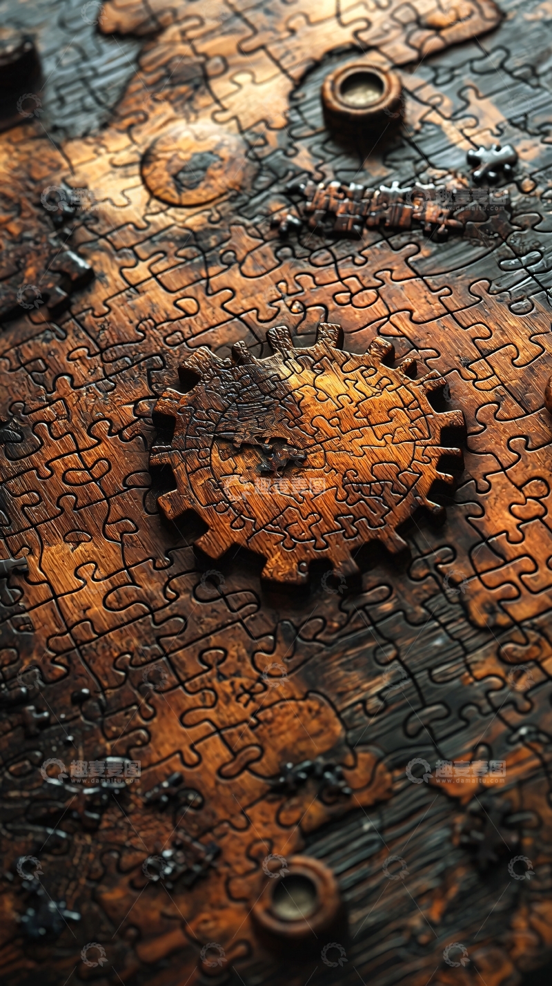 高清大图下载【趣麦麦图】木质齿轮拼图