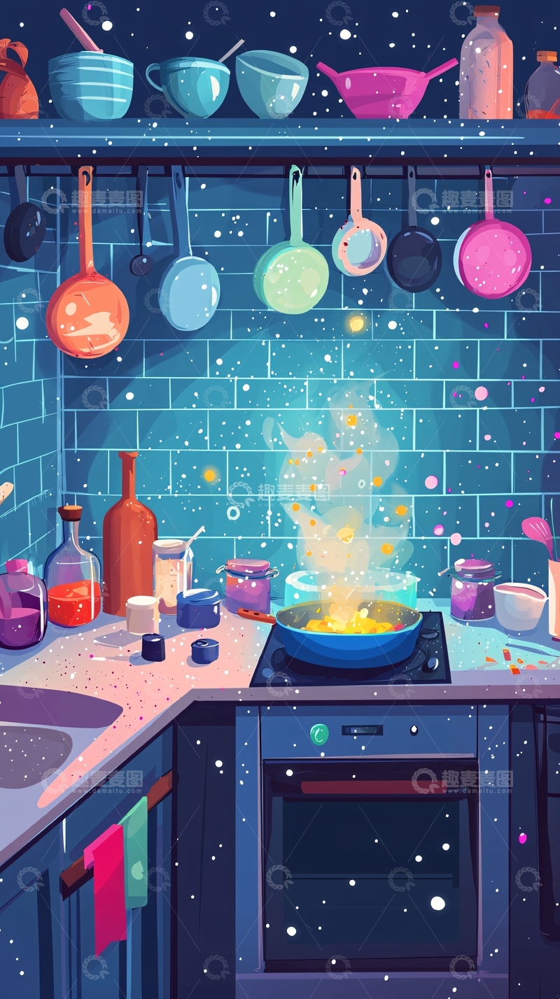 高清大图下载【趣麦麦图】厨房星空