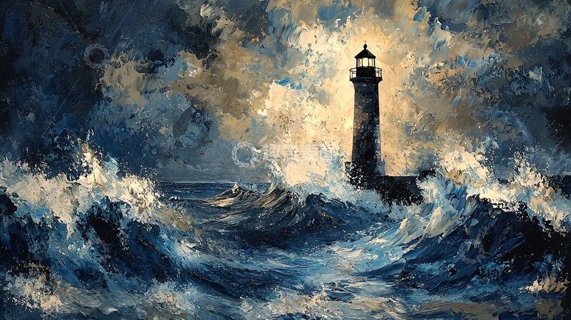 高清大图下载【趣麦麦图】风暴中的灯塔