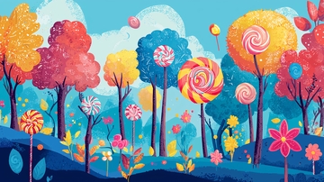 彩色糖果树林背景