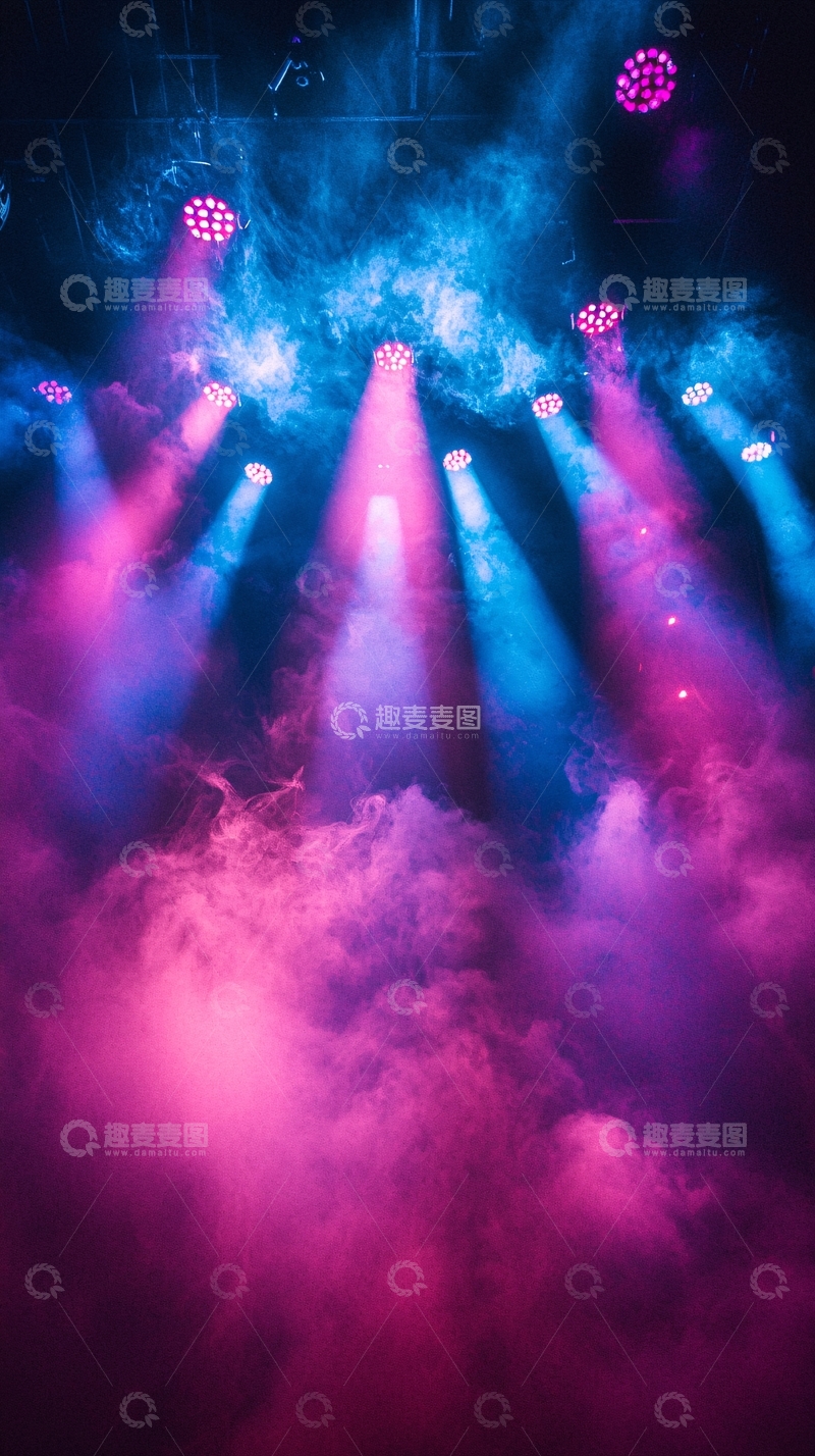高清大图下载【趣麦麦图】舞台蓝紫光雾气缭绕