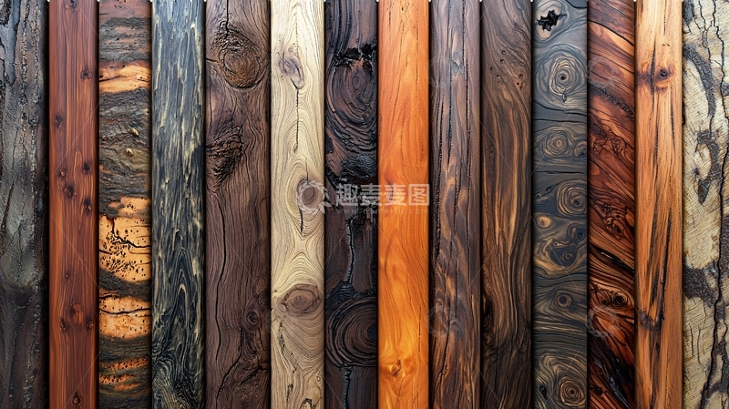 高清大图下载【趣麦麦图】多样色彩和纹理的木材