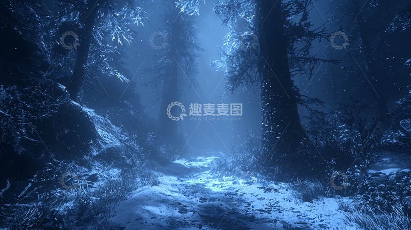 高清大图下载【趣麦麦图】神秘蓝色森林小径