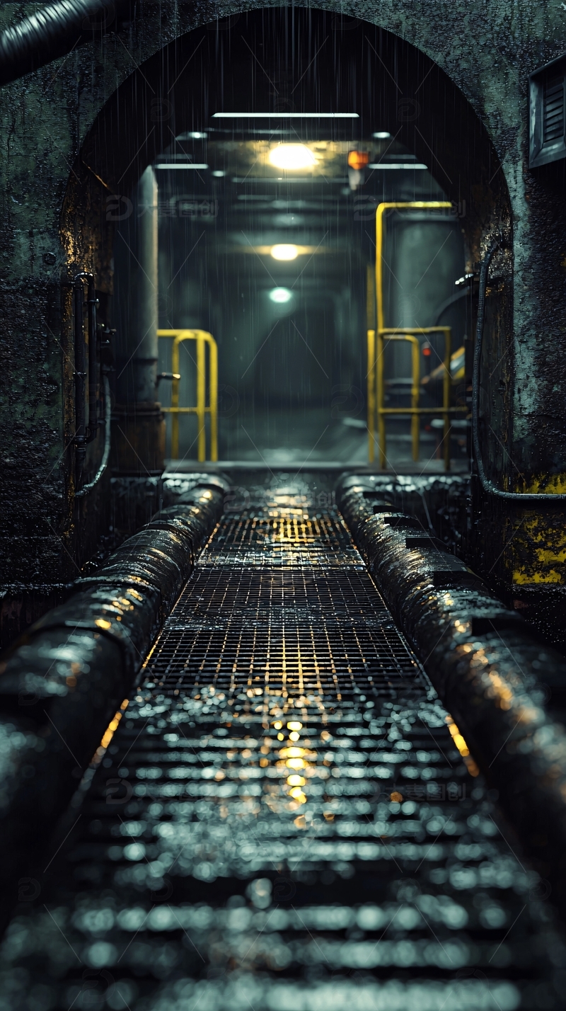 高清大图下载【趣麦麦图】黑暗潮湿的工业走廊