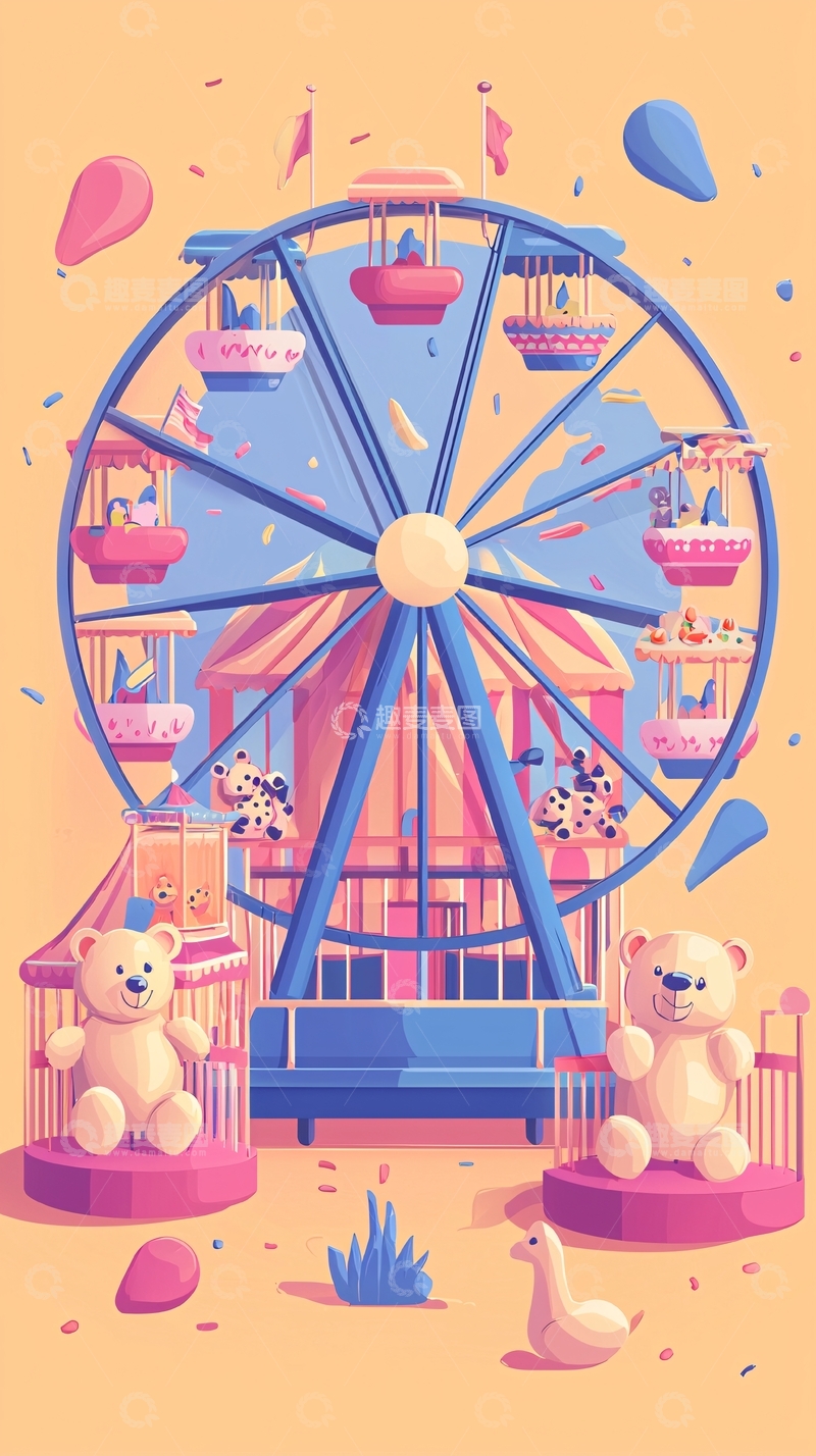 高清大图下载【趣麦麦图】卡通摩天轮