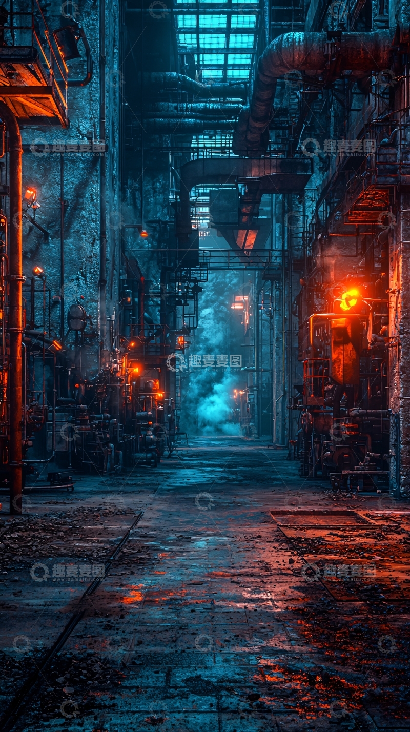 高清大图下载【趣麦麦图】工业废墟中的夜景