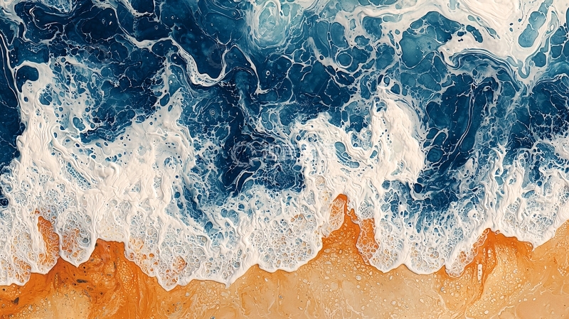 高清大图下载【趣麦麦图】海浪拍打沙滩的景象