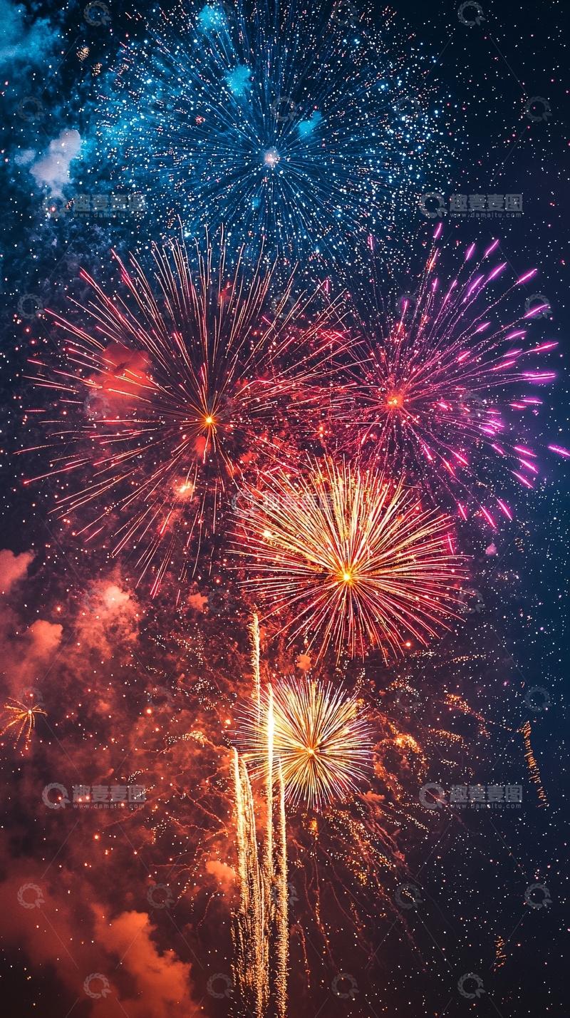 高清大图下载【趣麦麦图】绚丽烟花在夜空中绽放