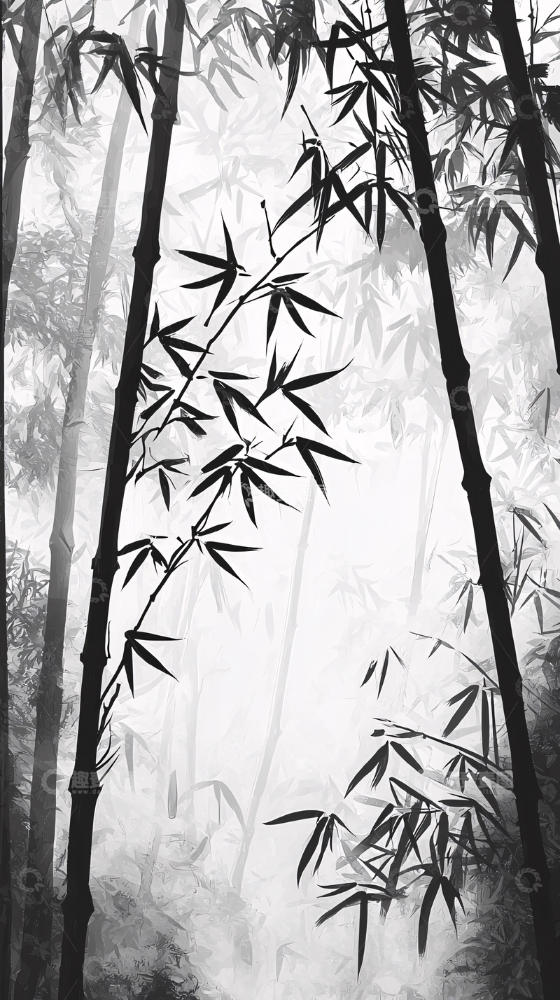 高清大图下载【趣麦麦图】水墨竹林