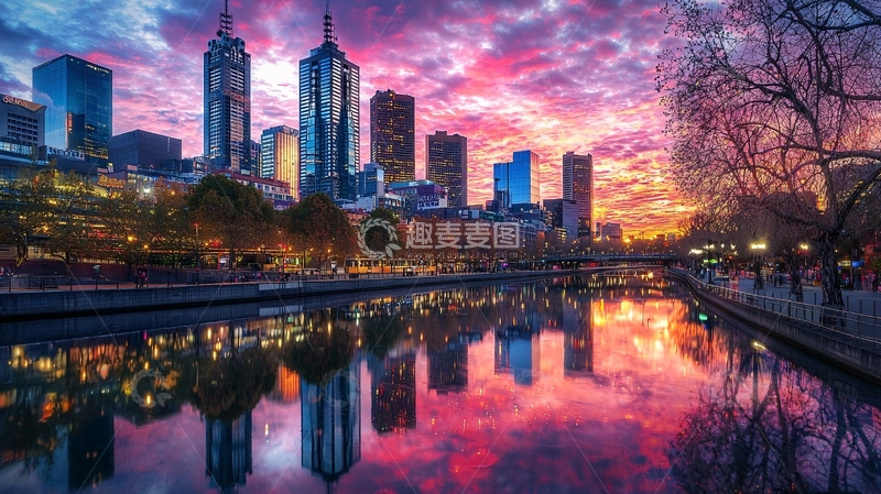 高清大图下载【趣麦麦图】城市夜景倒影