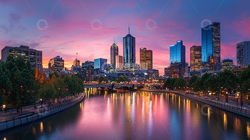 高清大图下载【趣麦麦图】墨尔本城市夜景