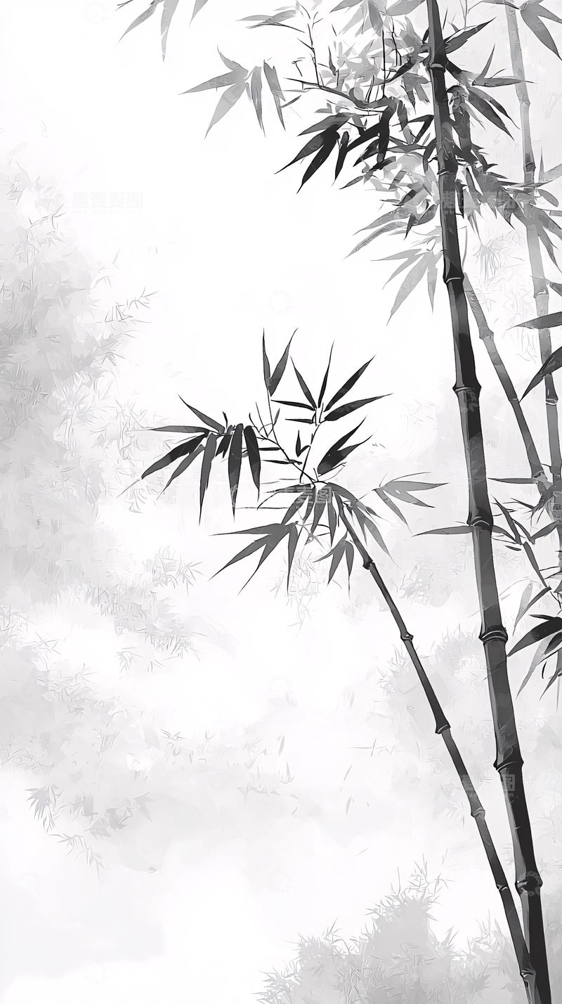 高清大图下载【趣麦麦图】水墨画竹子