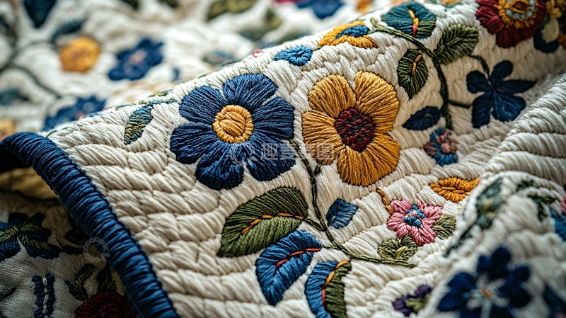 高清大图下载【趣麦麦图】花卉刺绣图案特写