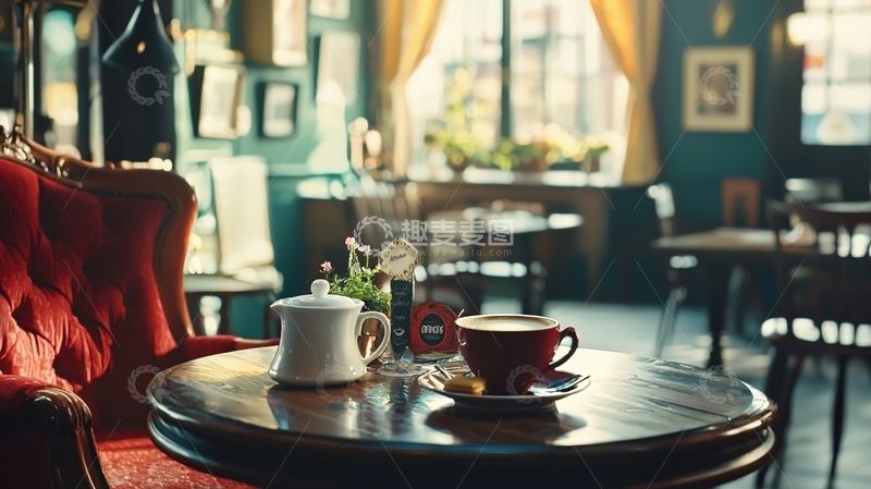 高清大图下载【趣麦麦图】复古咖啡馆下午茶时光