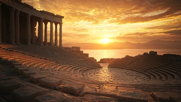 日落余晖下的古希腊剧场