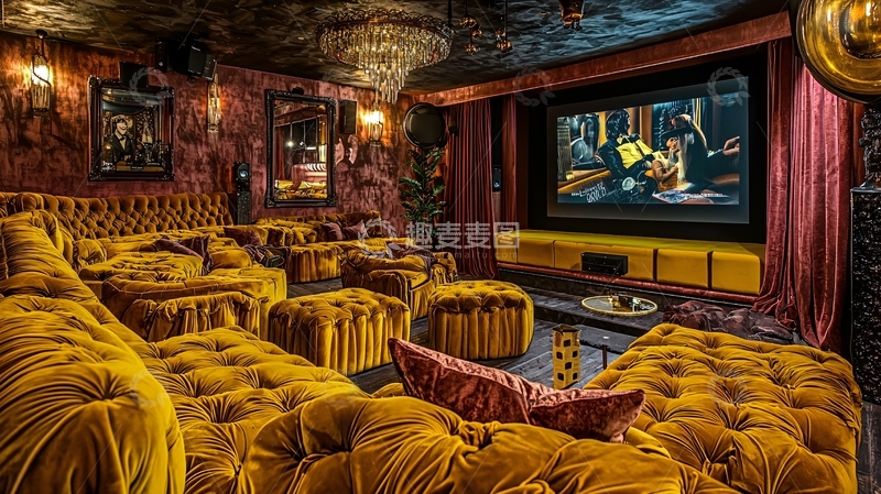高清大图下载【趣麦麦图】奢华复古家庭影院