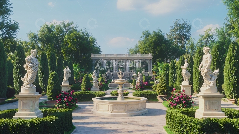 高清大图下载【趣麦麦图】欧式庄园花园
