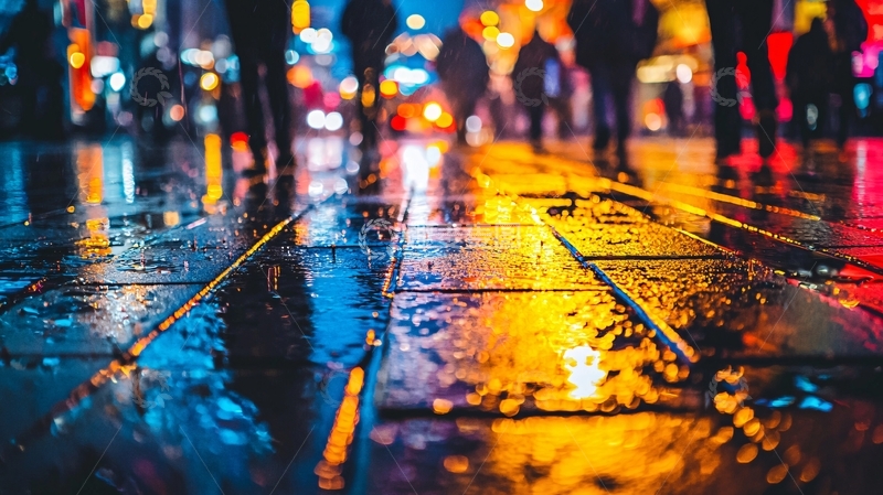 高清大图下载【趣麦麦图】雨夜街道