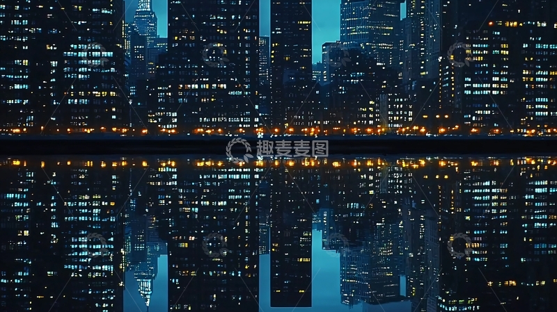 高清大图下载【趣麦麦图】夜景城市倒影