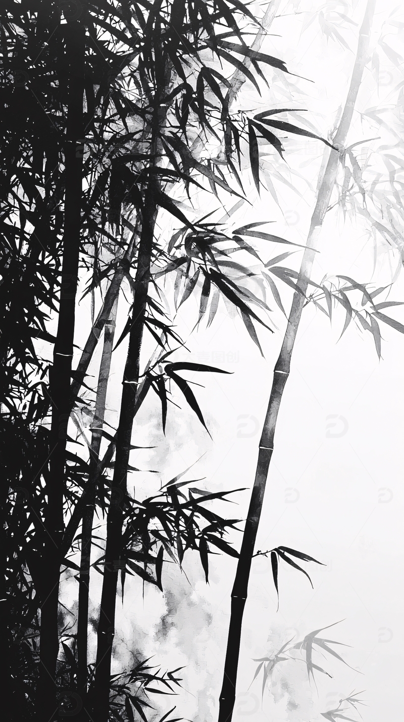 高清大图下载【趣麦麦图】水墨画竹子