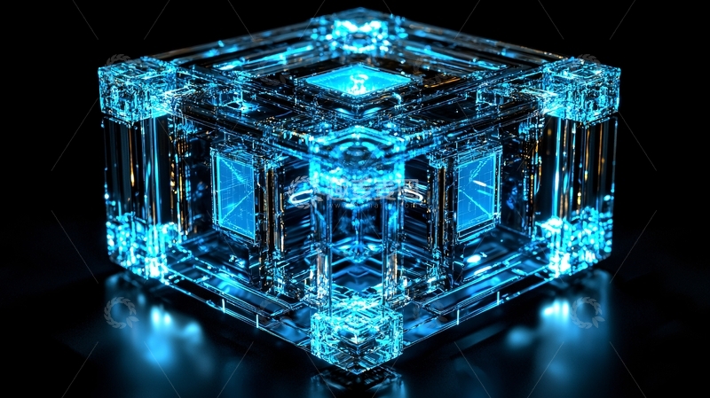 高清大图下载【趣麦麦图】科技感蓝色透明发光立方体