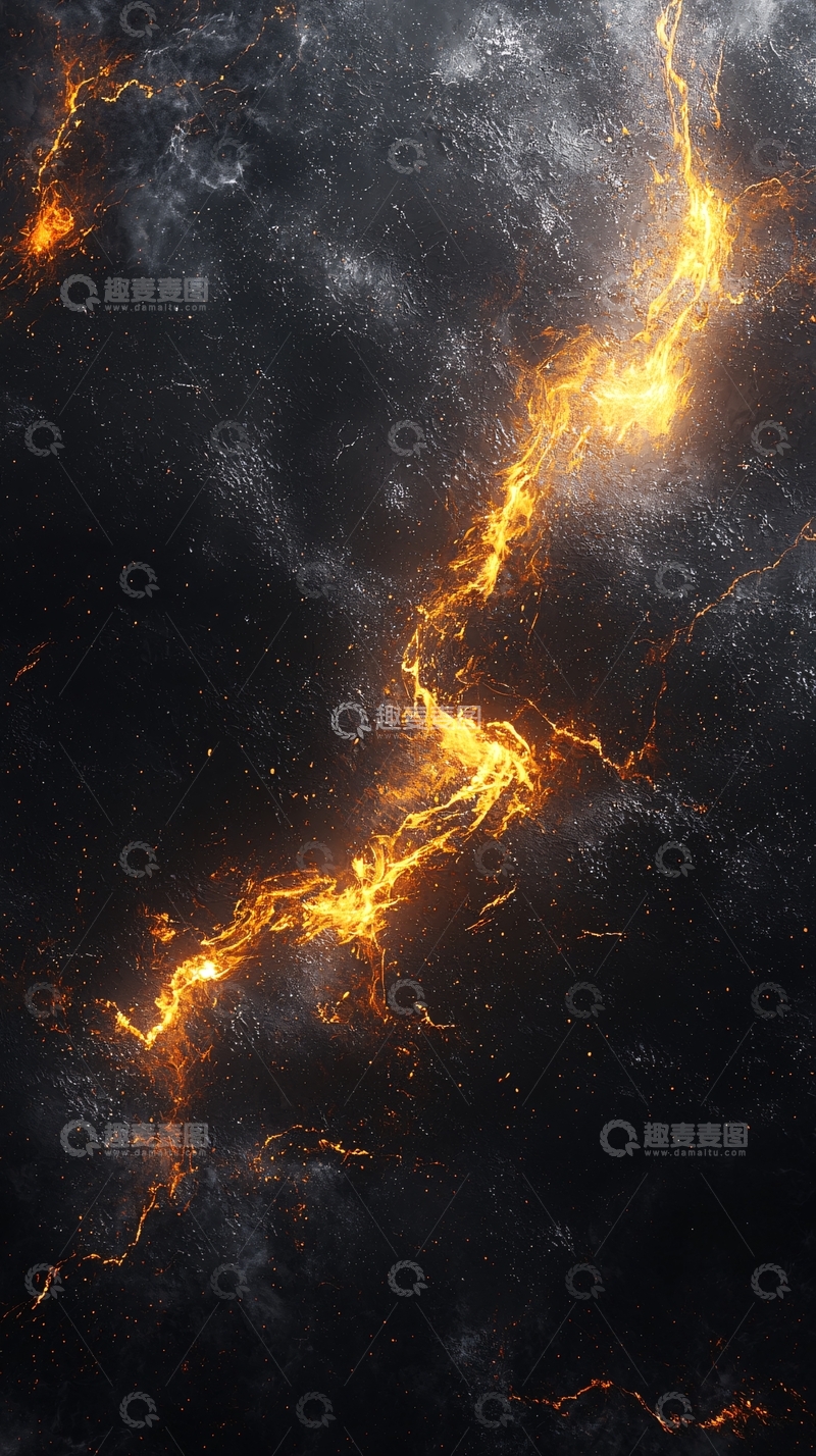 高清大图下载【趣麦麦图】黑色背景金色闪电
