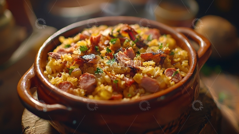 高清大图下载【趣麦麦图】香喷喷的腊肠饭