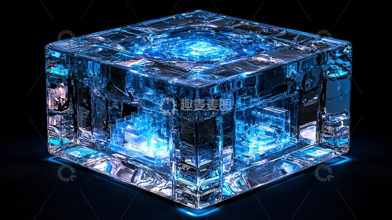 高清大图下载【趣麦麦图】发光冰块晶体