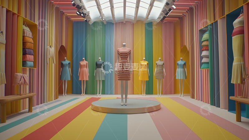 高清大图下载【趣麦麦图】彩虹色系服装店
