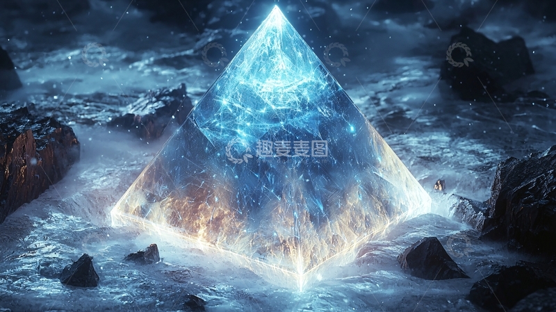高清大图下载【趣麦麦图】蓝色水晶金字塔