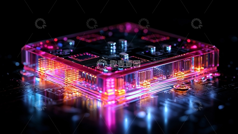 高清大图下载【趣麦麦图】发光透明电路板