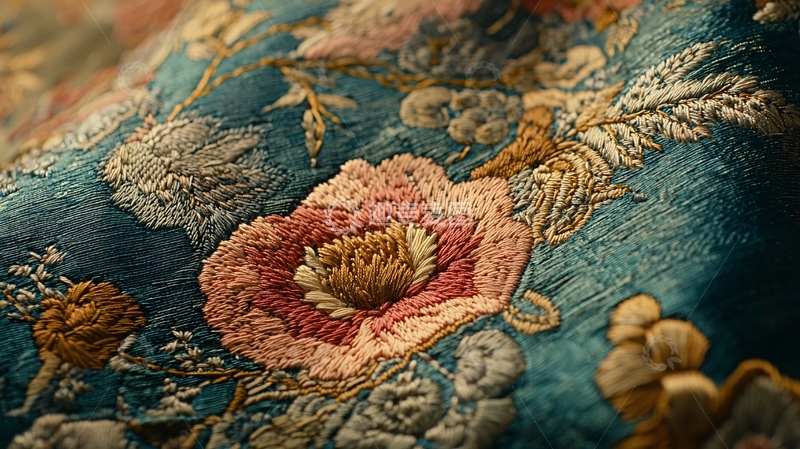 高清大图下载【趣麦麦图】精美复古花卉刺绣布料