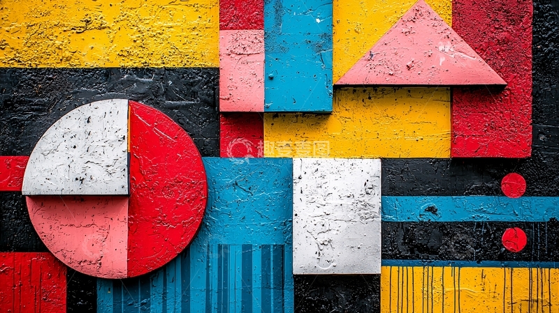 高清大图下载【趣麦麦图】彩色几何形状构成
